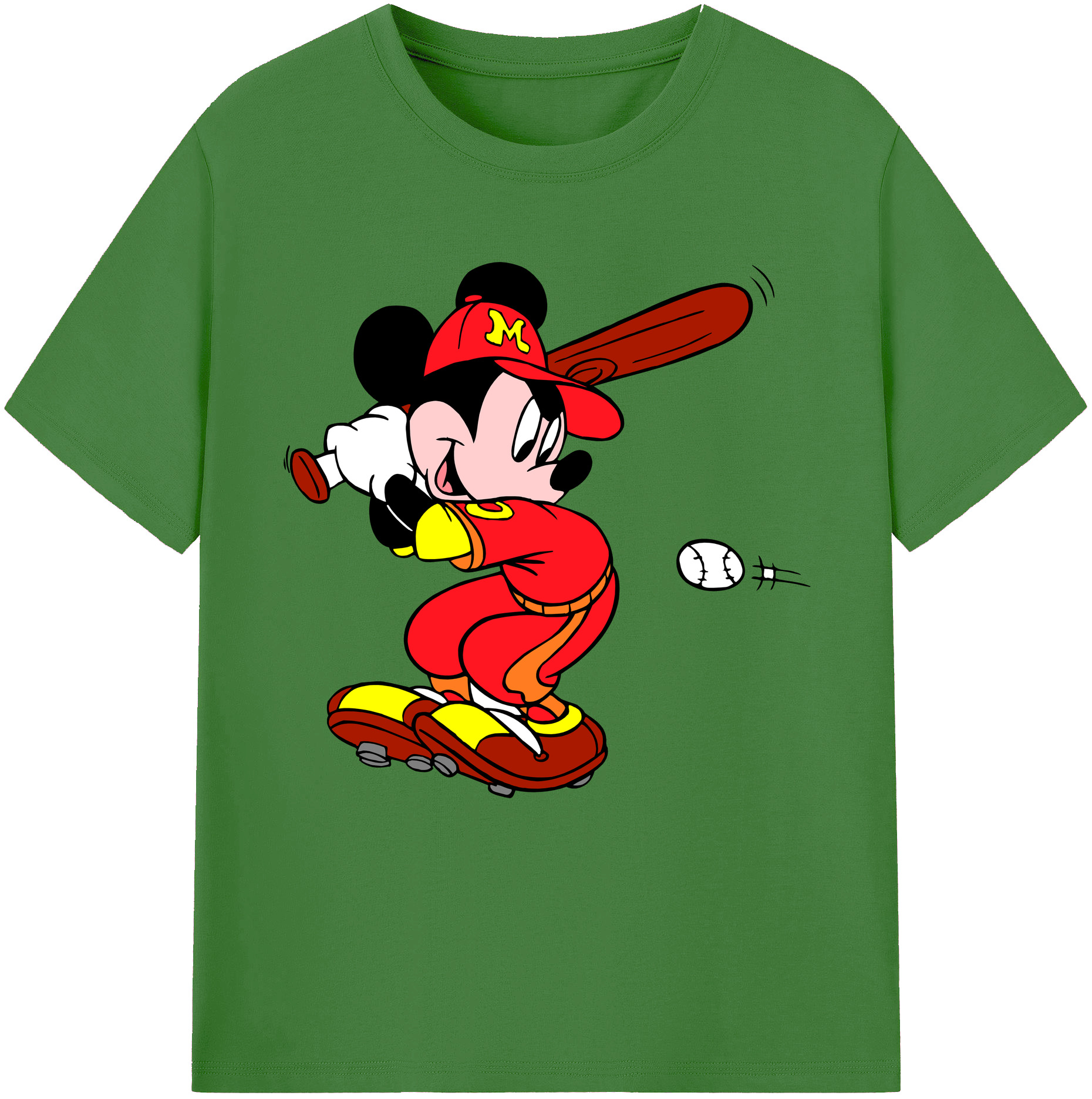 （画像用） ミッキーマウス Mickey Mouse レディースカジュアルプリントTシャツ（綿100％）